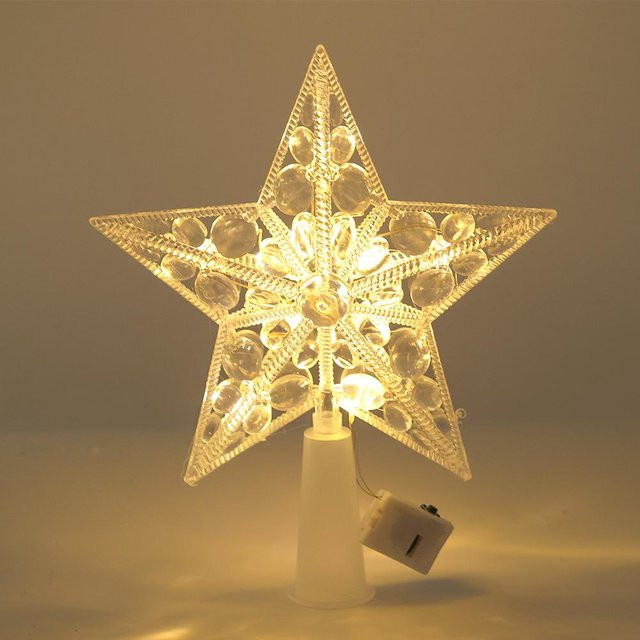Binchi Weihnachtsbaumspitze Stern mit LED-Licht, Transparent, Höhe: 15 cm - Bild 1