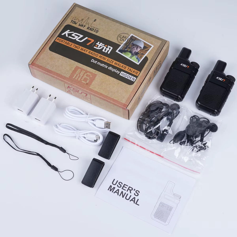 Ksut PMR446 Walkie Talkie Set, 2 Stück tragbare Zwei-Wege-Funkgeräte in Schwarz - Bild 6