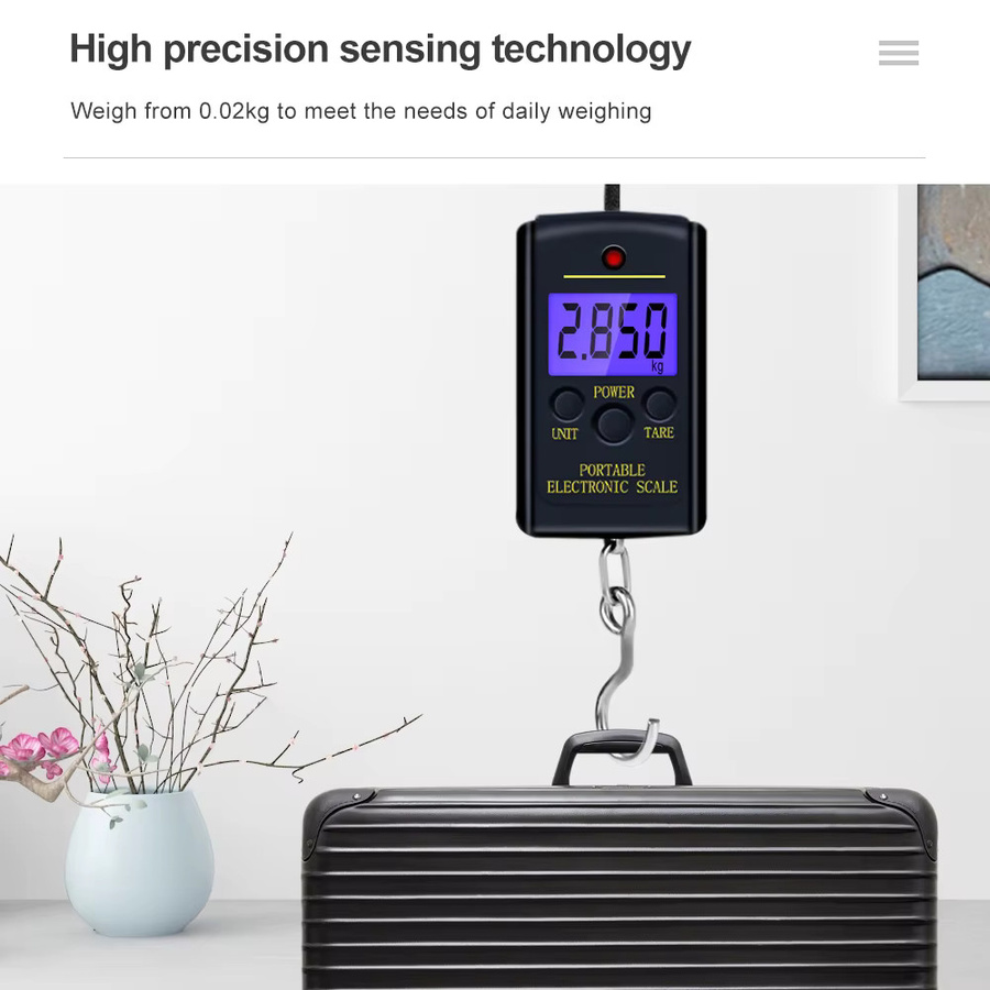 Elektronische Mini-Digitalwaage von JUANJUAN in Schwarz, tragbare Hängewaage für Angeln und Gepäck mit einer Kapazität von 40 kg und einer Genauigkeit von 10 g - Bild 4