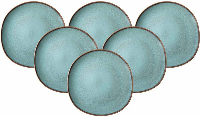 Villeroy & Boch like. Speiseteller Lave Set, 6er Set, Durchmesser: 28 cm, Stoneware, Weiß/Türkis - Bild 1