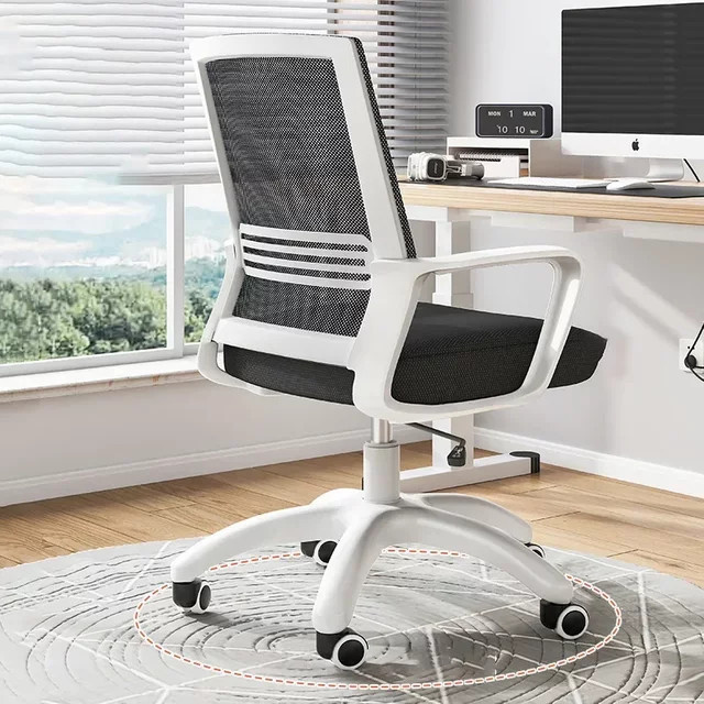 Ergonomischer Schaukelbürostuhl von LIUSHADUOLA mit Rollen, höhenverstellbarer Task Chair aus Stoff in Schwarz und Grau - Bild 1