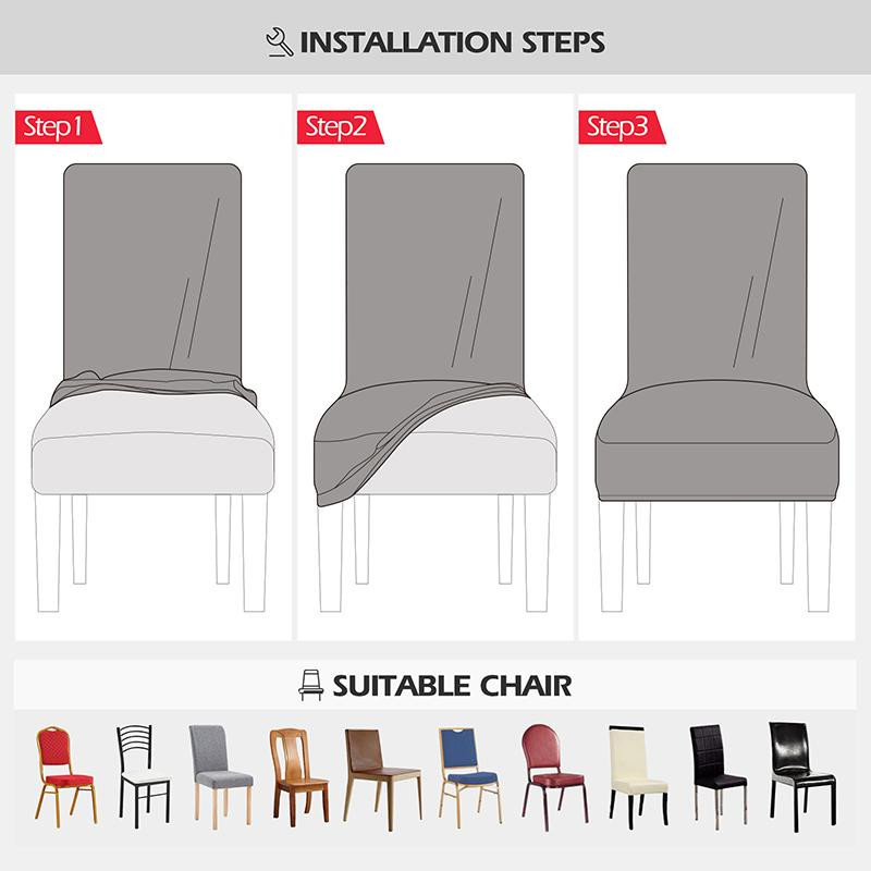 Yiran Furniture Dehnbarer Samtstoff-Stuhlbezug für Esszimmerstühle in Beige - Bild 3