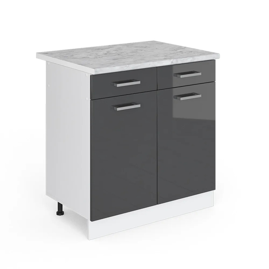 Vicco Küchenunterschrank R-Line Anthrazit Hochglanz Weiß B: 80 cm, T: 60 cm, H: 82 cm - Bild 2