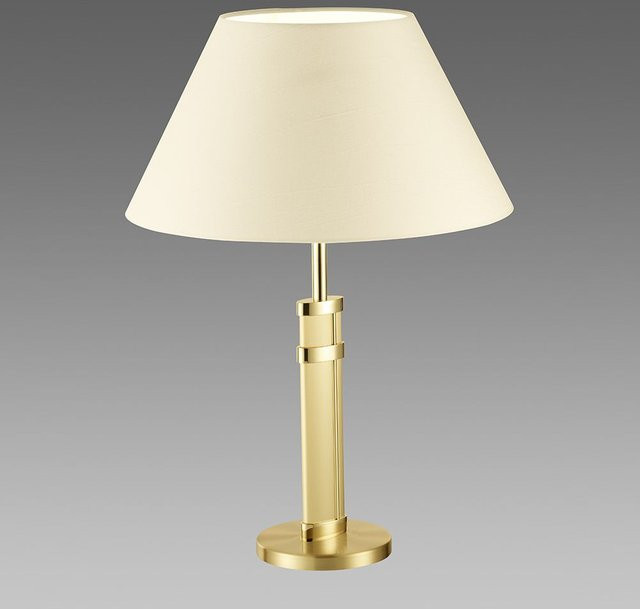 B+M Leuchten Seda Tischleuchte in Gold/Messing mit weißem und beigem Stoffschirm, Höhe: 56 cm - Bild 1