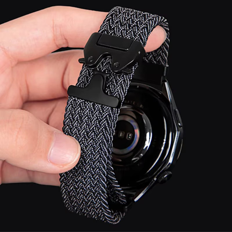 Uhrenarmband Nylon, Schwarz, 20mm 22mm, für Amazfit Active 2 Square/3/2/Max/Balance 2/Bip 6 - Bild 2