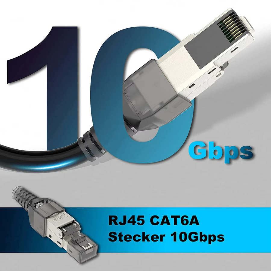 ZOERAX RJ45 Werkzeugloser Abschlussstecker für Ethernet LAN Kabel, wiederverwendbar und abgeschirmt, Farbe: Blau - Bild 2