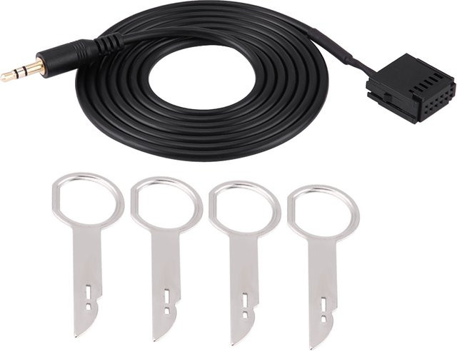 DOACT Car Audio Aux Zusatzkabeladapter für Ford 6000CD Mondeo Fiesta inklusive CD-Entfernungswerkzeug und 3,5 mm Jack AUX-Kabel in Schwarz - Bild 1