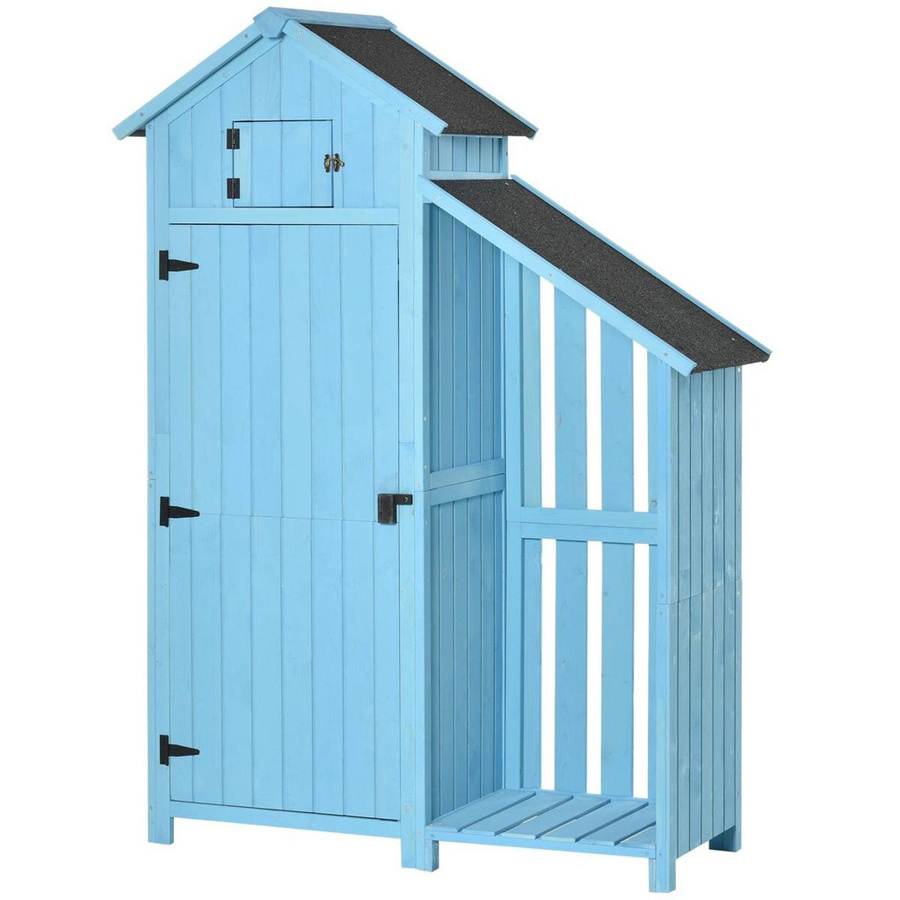Outsunny Gartenhaus Pent in Blau mit Regalen und Schloss, B/H/T: 130 x 180 x 54,5 cm - Bild 2