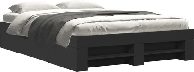 vidaXL Bettgestell mit Schubladen in Schwarz aus Holzwerkstoff, B/T/H: 135 x 190 x 33 cm - Bild 1