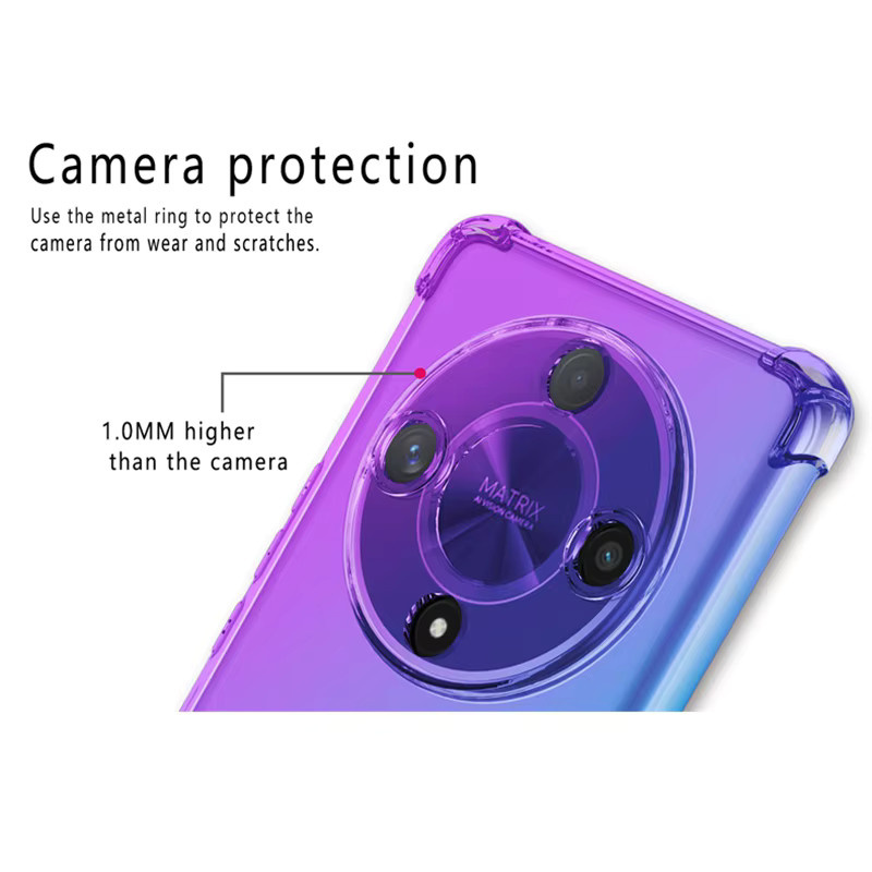 Stoßfeste TPU Schutzhülle mit Gradient-Airbag-Design für Honor Magic 7 6 5 4 Pro X9 5G und weitere Modelle, Transparent/Multicolor - Bild 4