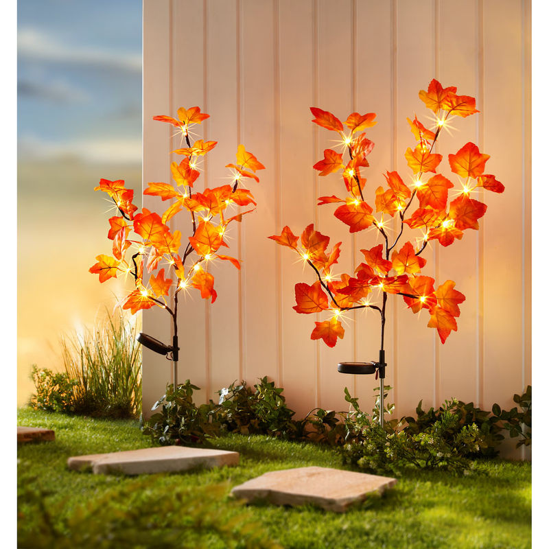 viva domo XL-Solar-Gartenstecker Blätterzweig Ahornblatt in Orange - Bild 2