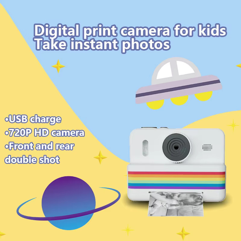 Kinderkamera mit Sofortdruckfunktion und 2,8-Zoll-Bildschirm in Blau mit 3 Rollen Papier und USB-C-Aufladung - Bild 2