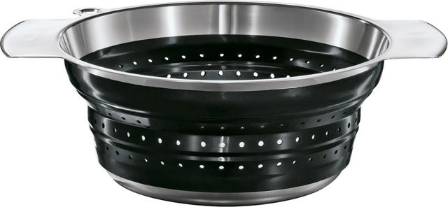 RÖSLE Faltbarer Seiher aus Edelstahl und Silikon in Schwarz und Silber, Durchmesser: 24 cm, B/T/H: 25,5 x 25,5 x 10,5 cm - Bild 1