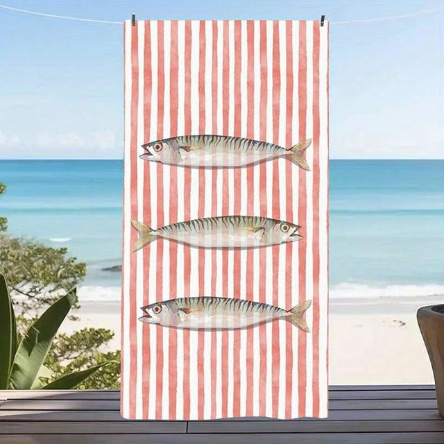 JMG Household Supplies Sandfreies Mikrofaser Strandtuch Rot Gestreift B/H: 50 x 100 cm - Bild 1