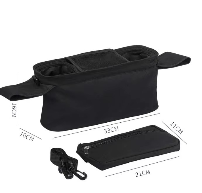 Kinderwagen-Manager in Schwarz mit rutschfestem Riemen, isoliertem Getränkehalter und Handytasche, passend für Uppababy - Bild 4