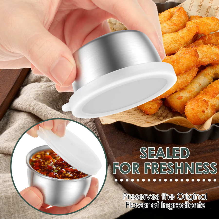 Willstar Saucenschälchen aus Edelstahl in Silber, Set mit 12 oder 6 Stück, Mini-Gewürschälchen für Dressing und Saucen, Füllmenge: 41 ml (1,4 Unzen) - Bild 5