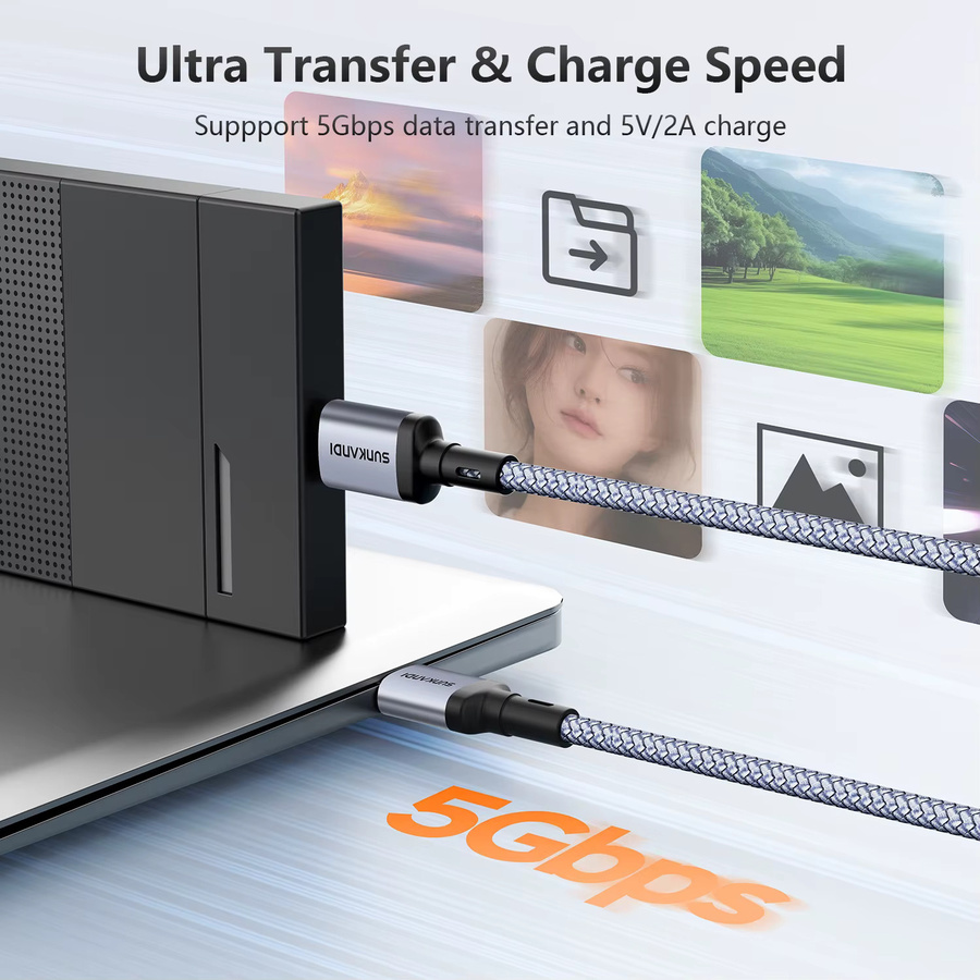 SUNKANDI USB-C auf Micro-B Festplattenkabel mit 10 Gbps Datenübertragungsrate in Grau - Bild 1