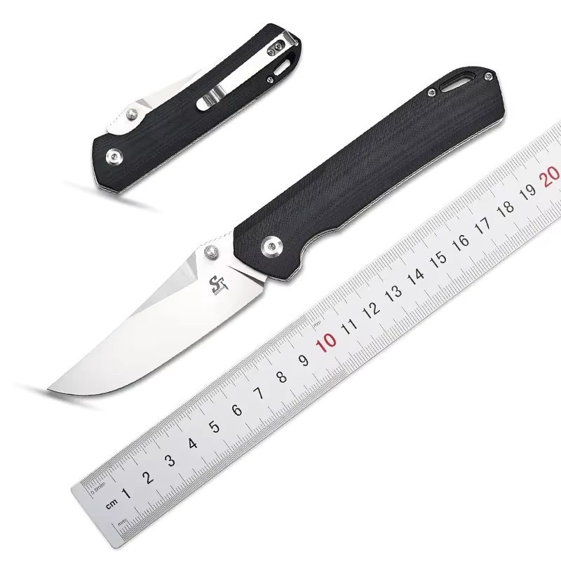 Sitivien ST124 Outdoor-Klappmesser mit D2-Klinge und schwarzem G10-Griff für Jagd, Überleben und EDC-Einsatz - Bild 1