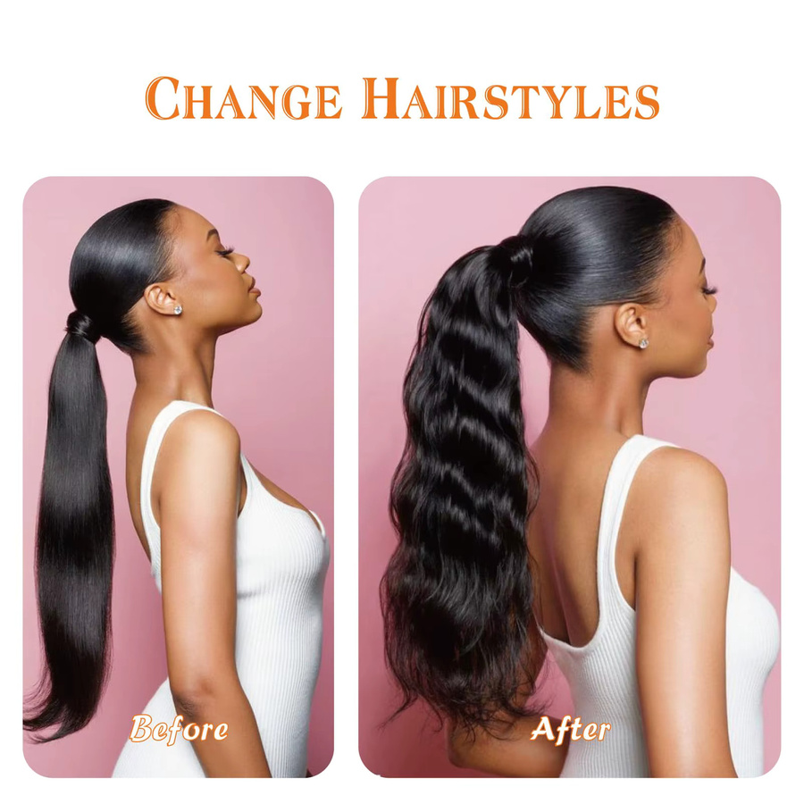 Dula A Hair Body Wave Pferdeschwanz-Extensions aus Echthaar, Damen - Bild 6