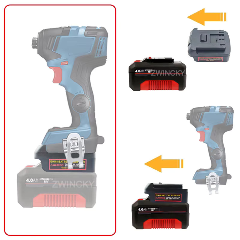Einhell Akku-Adapter-Konverter für Einhell Power X-Change 18V Akkus zur Nutzung mit Makita, Dewalt, Milwaukee, Bosch und Parkside 18V Elektrowerkzeugen, Schwarz - Bild 3