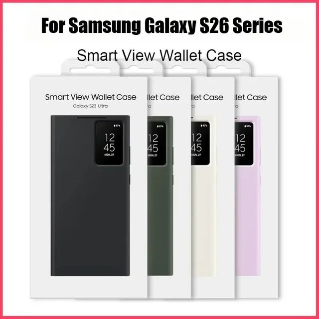 Sleep Awake Smart Window View PU-Leder Hülle für Samsung S26 Ultra S25 Edge S24 S23 S22 Plus in Rot - Bild 1