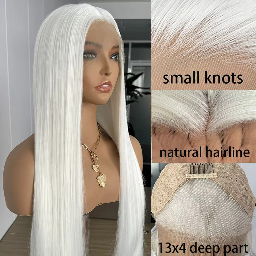 UStyleHair Lace-Front-Perücke, platinweiß, lang, gerade, Damen - Bild 3
