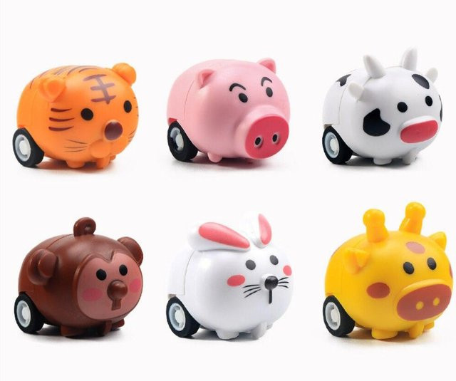Wucifang Bags Cartoon-Tier Rückzieher-Trägheitsauto, 12-teiliges Set, ab 4 Jahren - Bild 1