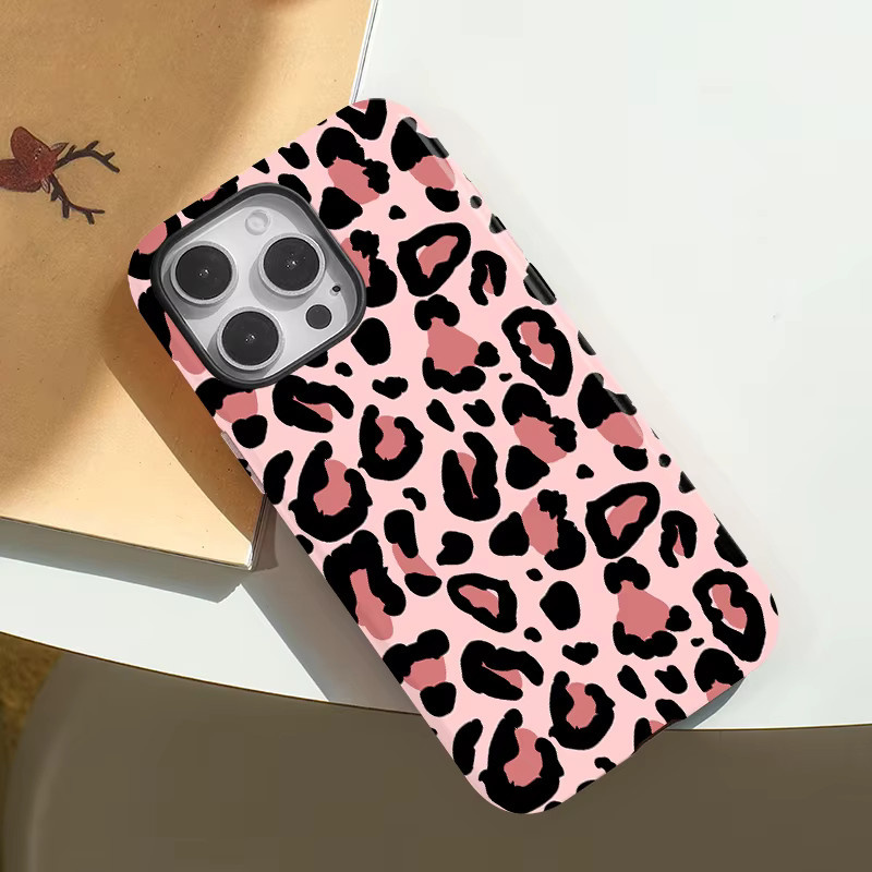 Magnetische iPhone Hülle mit Leopardenmuster und Anti-Sturz-Schutz für Apple iPhone 16 15 14 13 12 11 Pro Max Plus in Pink mit MagSafe Unterstützung - Bild 4