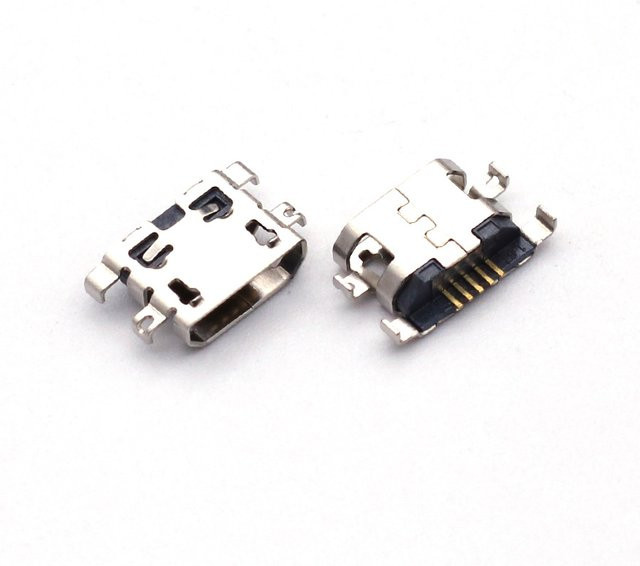 100 Stück Micro USB 5-Pin Ladeport Stecker in Silber von Mustook - Bild 1