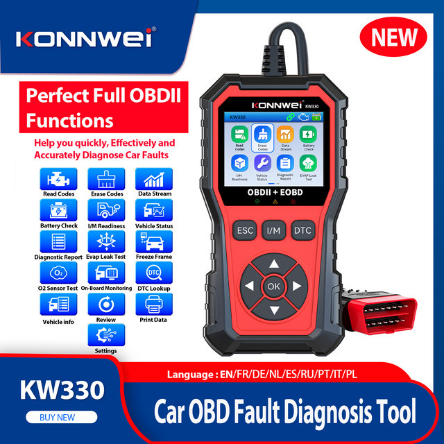 KONNWEi KW330 Auto OBD2 Diagnosegerät mit Fehlercode-Leser, Fahrzeugüberwachung und Sensortest sowie O2 Scan-Tool - Bild 1