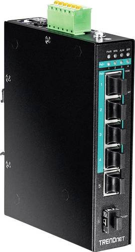 Trendnet TI-PG541 Industrial Ethernet Switch mit 4 x 10/100/1000 PoE+, 1 x 10/100/1000 und 1 x Gigabit SFP in Schwarz, DIN-Schiene Montage - Bild 2