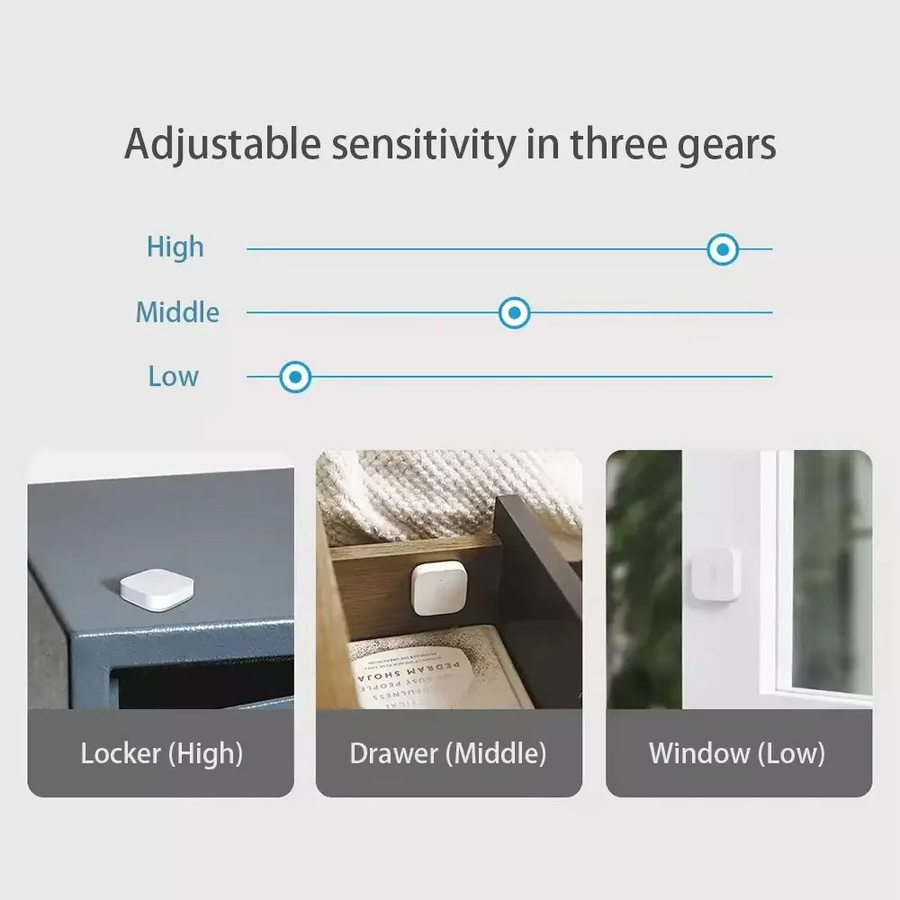 Aqara Vibrationssensor Zigbee in Weiß zur Erkennung von Stoß- und Bewegungssignalen, kompatibel mit Apple HomeKit und Mi Home App - Bild 2