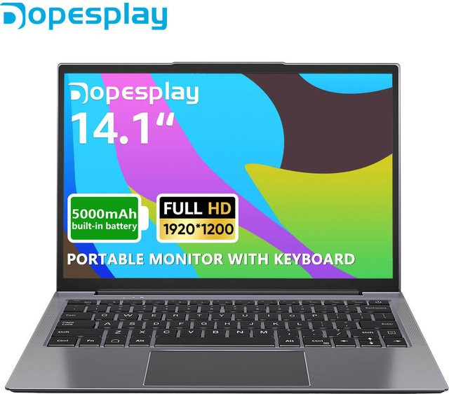 Dopesplay 14,1 Zoll tragbarer Lapdock-Monitor mit Tastatur und Akku, 1080P Full HD IPS Display, 60 Hz für Laptop, Steam Deck, Mac und Smartphone - Bild 1
