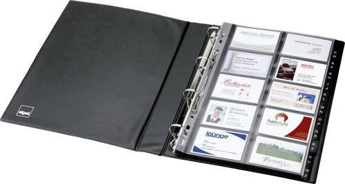 Sigel Visitenkartenringbuch VZ301, Schwarz Matt, Kunststoff, 4-Ring-Mechanik, für 400 Visitenkarten, B: 27,0 cm, H: 32,5 cm, T: 5,3 cm - Bild 1