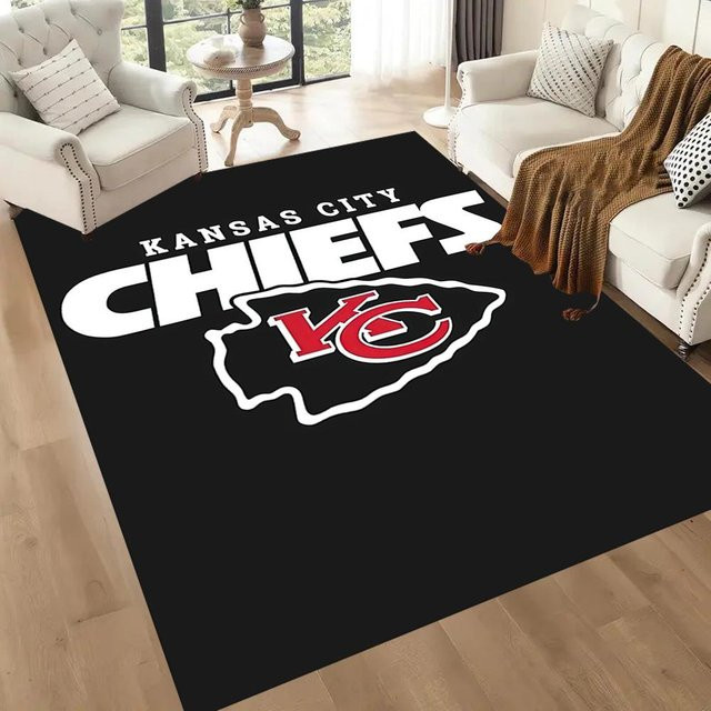 LivSpaceVibe Kansas City Chiefs Teppich, rechteckig, schwarz, B/T: 120 x 160 cm - Bild 1