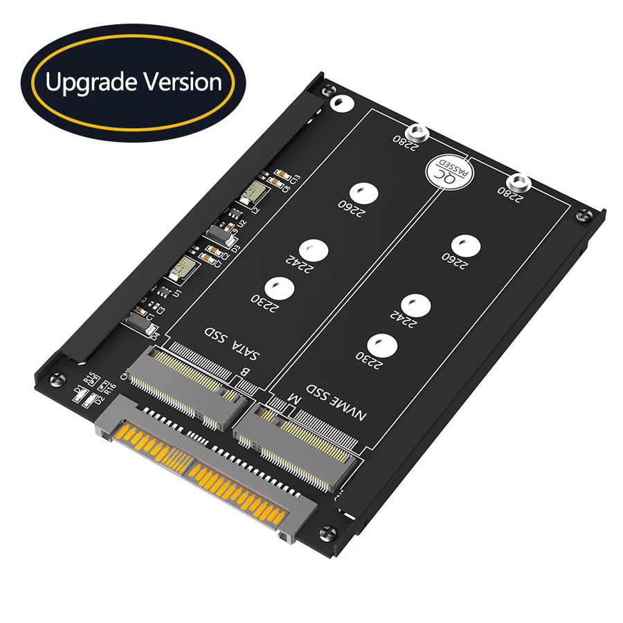 T.F.SKYWINDINTL 2 in 1 Adapter von M.2 NVMe SSD und B-Key/B&M-Key SSD zu SFF-8639 U.2 mit Halterung für MSATA SSD als 7mm 2.5 Zoll SATA Laufwerk in Schwarz und Orange - Bild 2