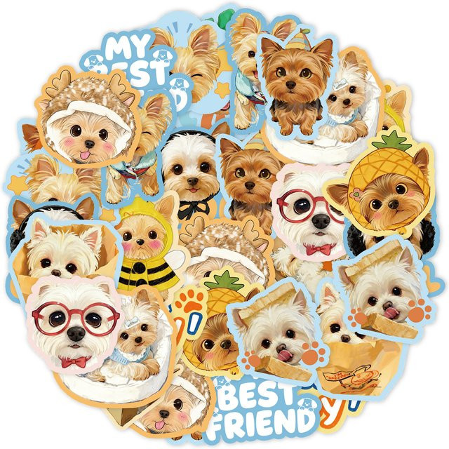 Etori Life Cute Pudding Aufkleber mit 30 Stück niedlichen Cartoon-Hunden in Multicolor zur Dekoration von Laptop, Handy und Koffer - Bild 1