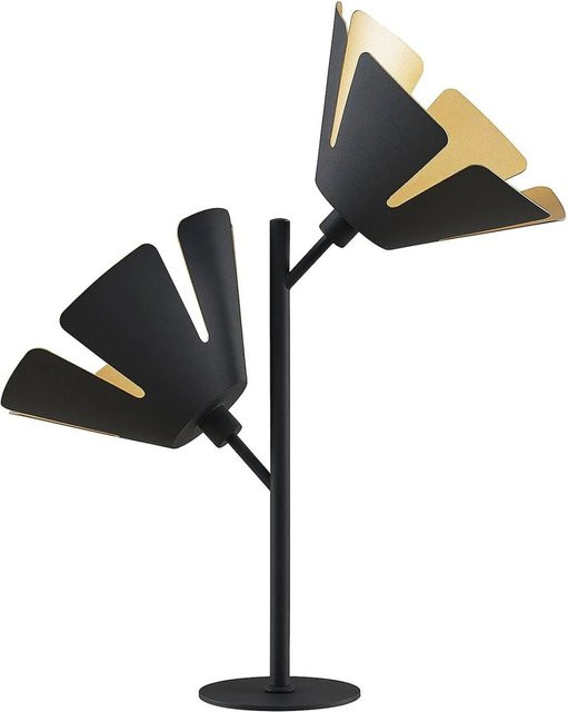 Lucande Tischlampe Jemmily Modern in Schwarz und Gold aus Aluminium, 2-flammig, E14, B/T/H: 30,0 x 55,0 x 80,0 cm - Bild 1