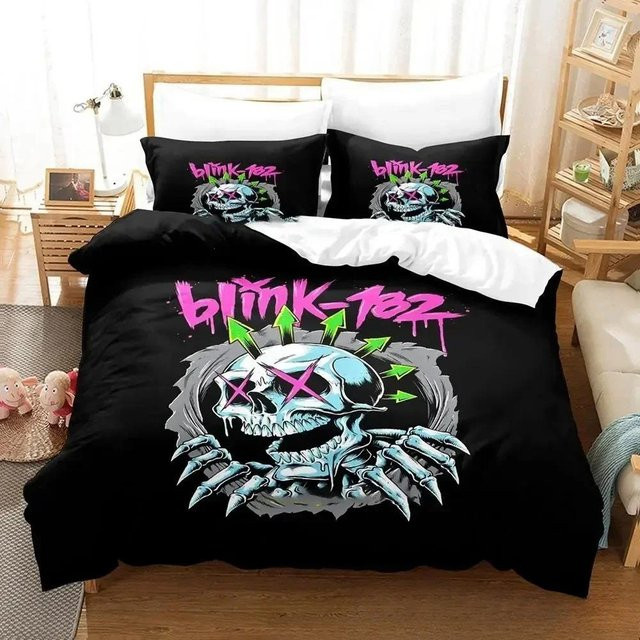 Bettwäscheset Blink-182 von JMG Household Supplies in Schwarz, bestehend aus Bettbezug und Kissenbezug, B/H: 133 x 70 cm - Bild 1
