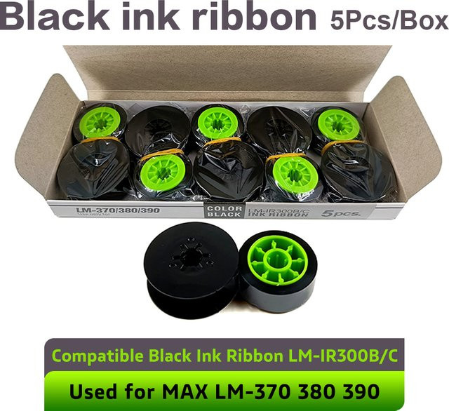 5er Pack Max Tintenband LM-IR300B in Schwarz kompatibel mit Max Letatwin Kabel ID Druckern LM-370E LM-380A und LM-390A/PC für thermischen Druck - Bild 1