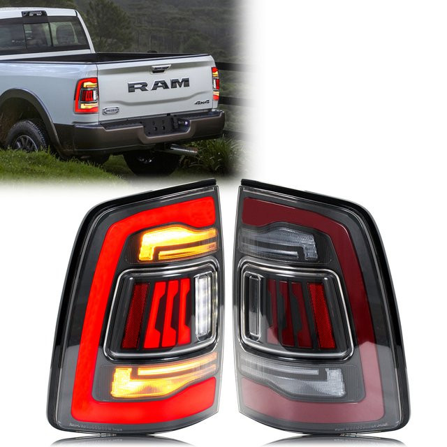 LED-Rückleuchten für Dodge Ram 1500 2500 3500 4. Generation 2009–2018 mit sequenziellem gelbem Blinker und rotem Glas - Bild 1