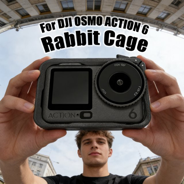 DJI OSMO Action 6 Schießschutzrahmen für horizontale und vertikale Aufnahmen, Kaninchenkäfigrahmen mit geschlossenem Verschluss, Schwarz - Bild 1