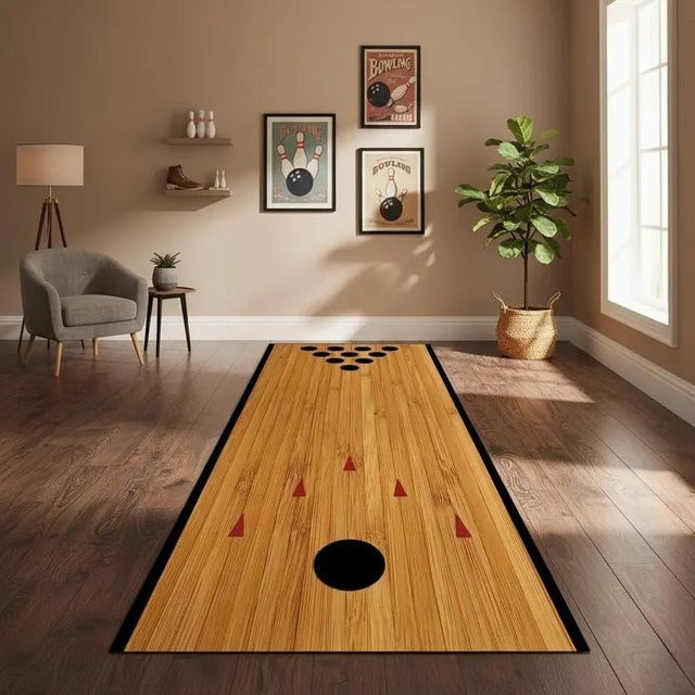 Waschbarer und rutschfester Bowlingbahnen Teppich Läufer von Lodestar in Mehrfarbig mit Holzoptik, B/T/H: 120 x 40 x 1 cm - Bild 1