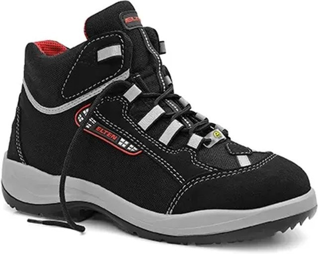 Elten Damen Sicherheitsschnürstiefel Maja Mid ESD S3 in Schwarz-Rot mit Cordura und Textil - Bild 1