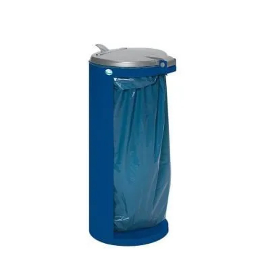 PROREGAL Kompakter Abfallsammler Junior mit Deckel aus Stahl in Blau, H x B x T: 90 x 45 x 45 cm - Bild 2