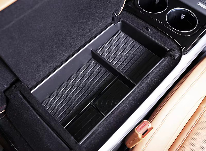 Xpeng G9 Center Console Organizer Armlehnen-Ablagebox mit Telefonhalter und Getränkehalter aus ABS in Schwarz - Bild 3