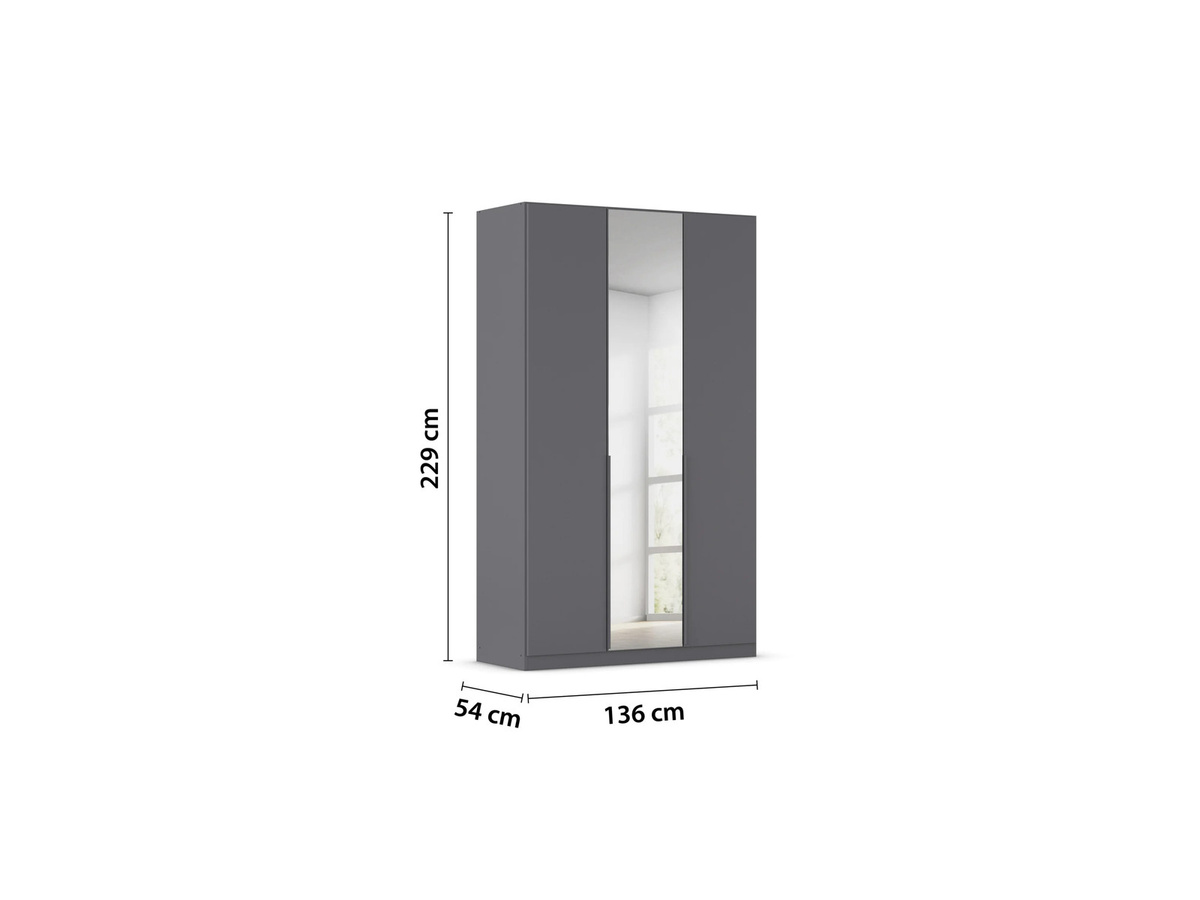 RAUCH Drehtürenschrank Alabama mit Spiegel in Eiche Sonoma und Grau, B/H: 136 x 229 cm - Bild 3
