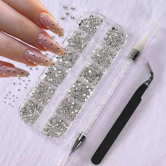 MAFANAILS Nail-Art Strasssteine, Weiß, Glänzend, Unisex - Bild 1