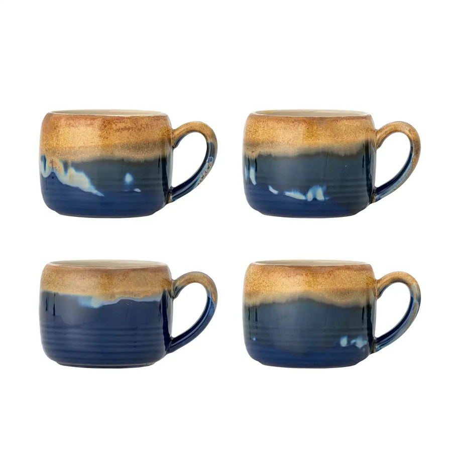 Bloomingville Keramikbecher Blue Sheen in Blau, 4er-Set - Bild 1