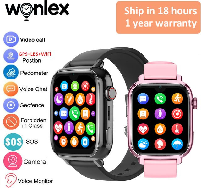 Wonlex KT34 Kinder-Smartwatch mit 4G, WiFi und GPS-Tracker in Schwarz - Bild 1